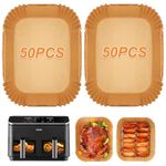 BYKITCHEN Air Fryer Liners for COSORI Dual Air Fryer 8.5L, 100Pcs Airfryer Accessories for Ninja Flex Drawer AF500UK, Compatible for Cuisinart XXL10.4L /Russell Hobbs Dual Fryers 9L