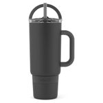 Ello Port 40oz Tumbler with Carry Loop & Integrated Handle, Vacuum Insulated Stainless Steel Reusable Water Bottle, Travel Mug with Leak Proof Lid and Straw, Perfect for Iced Coffee and Tea, Black