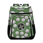 White Golf Balls on Green Missed Target Shoulder Backpack Large Lunch Cooler Bag Lunchbox, Insulated Lunch Box with Adjustable Padded Shoulder Strap for Picnic