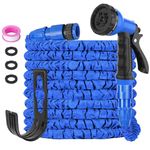 100FT Hose Pipe, Expandable Garden Hose with 8 Modes Spray Gun, 3 Times Flexible Expanding Water Hose with 3/4", 1/2" Connectors Lightweight & Anti-Leakage Pipe for Gardening