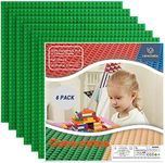 Lekebaby Classic Building Base Plates 10" x 10" Baseplates Compatible with All Major Brands, Green Building Board, Pack of 6