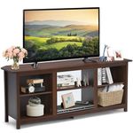 CASART TV Stand Cabinet for 65 Inch TVs, Wooden Media Stand with 6 Storage Shelves, Modern TV Console Table Fireplace TV Stand for Living Room, Entertainment Room and Bedroom (Brown)