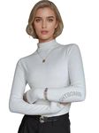 SIGHTBOMB Ultra Soft Feather Touch Micro Fiber Turtle Neck Cuddle TEE Fullsleeve Tops for Women (in, Alpha, M, Regular, White)