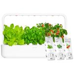 Click & Grow Smart Garden 9 Indoor Herb Garden Kit with Grow Light | Easier Than Hydroponics Growing System | 9 Plant Pods Included (3 Tomato, 3 Basil and 3 Green Lettuce) | Silent Technology, White