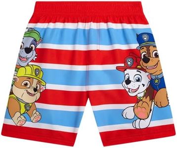 Nickelodeon Paw Patrol Boys Swim Trunks - Chase Marshall Rubble TMNT UPF 50+ Boys Swim Shorts for Toddler and Little Boy, Size 4T, Paw Patrol Red White Blue Stripes