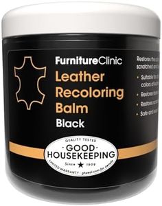 Furniture Clinic Leather Recoloring Balm - Renew, Restore & Repair Color to Faded and Scratched Leather | 21 Color Choices, Works on Couches, Car Seats, Clothing & Purses - 8.5 Fl. Oz (Black)