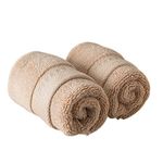 SPREAD SPAIN Resort Luxury Hotel & Spa Quality, 720 GSM Luxurious Cotton, 13x13 Inches 2 Piece Face Towel Set for Maximum Softness & Absorbency, Ultra-Durable - Beige