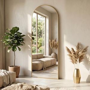 NBGV 70"x27" Floor Mirror Full Length, Arched Full Length Mirror with Stand, Large Full Body Mirrors for Bedroom Living Room or Cloakroom Gold
