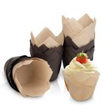 Tulip Muffin Cases, Muffin Cases for Baking, Tulip Cupcake Cases Greaseproof Baking Cups, Large Muffin Cases for Family, Birthdays, Party, Weddings (100)