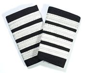 Pilot18 Silver 4 bar Black Captain Shoulder Epaulet Badge for Commercial Airline Pilots