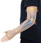 Hiball Lymphedema Medical Compression Arm Sleeve with Gauntlet, 20-30 mmHg Graduated Compression Full Arm Support for Women Men, Long Pressure Arm Hand Brace for Arthritis, Bursitis, Edema, Nerve Pain