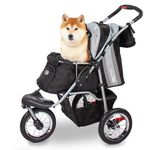 InnoPet Comfort Air Eco Dog & Cat Stroller Black/Silver- Eco-Friendly Pet Pram with 12” Pneumatic Tires, One-Hand Fold Pet Pram, Reflective Stripes & Storage Organiser, Recycled Nylon Fabric