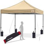 ABCCANOPY 2.5x2.5M Heavy Duty Pop Up Gazebo With Upgraded Roller Bag, 4 Weight Bags, Stakes and Ropes (Beige)