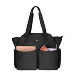 Fasrom Teacher Bag for Work Women, Large Utility Tote Bag with Laptop Compartment for Teacher Essentials (Empty Bag Only), Black