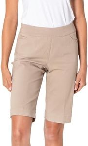 SLIM-SATION Women's Golf Wide Band Pull On Short with Real Pockets(Stone,4)