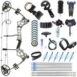 Adult Archery Compound Bow and Arrow Set Bow Fishing Combo kit Adjustable 30-65LBS Composite Bow Combination 19.5 "-30" Drawstring Length Hunting Equipment
