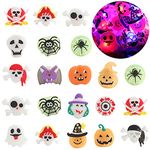 CCINEE 50pcs Halloween Light Up Rings,Led Flashing Ring Toys Halloween Party Favors Glow in The Dark Treats Goodie Bag Fillers