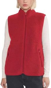 Hixiaohe Sherpa Fleece Vest for Women Trendy Warm Sleeveless Vests Jacket Lightweight Zip Coats with Pockets Fall Outerwear(Red,XS)