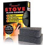 TROLLULL Stove Glass Cleaner for woodburning stoves and Burners, Sponge, Fireplace Cleaner, Glass pane Cleaner, 2 Pieces