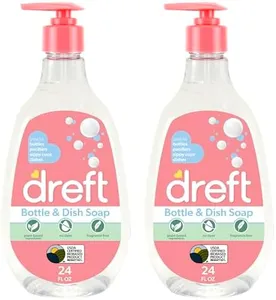 Dreft Baby, Bottle and Dish Soap, Removes Milk Film & Odor, Plant Based, Fragrance Free, Travel Size Bottles, 24 Fl Oz (Pack of 2)