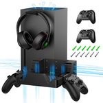 Wall Mount for Xbox Series X with 2 Controller Wall Holders, ZAONOOL Wall Mount Kit for Xbox Series X with 3 Detachable Controller and Headset Shelf, Dual Ventilation Stand, Place Console Front Facing