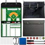 Magnetic Baseball Lineup Board for Dugout, Collapsible Softball & Baseball Clipboard for Coaches | Includes 60 Magnets, Markers, Eraser & Water-Resistant Carrying Bag for Coaches, Players, Teams