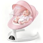 Soobaby Baby Swing for Infants,baby swing for Babies,Portable Swing for Baby Boy Girl,Indoor Baby Rocker with 5 Sway Speeds,Music and Bluetooth (Dark Pink)
