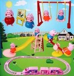 Blinkids Toys Bullet Train Set with Pepp'a Family Playground Park Set with Pig Family Figures Slide Swing See-Saw Easel Sets Pieces for Playground Set for Kids with Train Set. Best for Birthday Gift