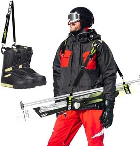 BOOSTEADY Ski & Pole Carrying Strap, Adjustable Shoulder Strap with Padded Shoulder Strap, Ski Strap with Metal Buckle & Swivel Hook, Ski Pole Strap for Ski Carrier