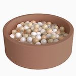 Wonder Space Deluxe Kids Round Ball Pit, Premium Handmade Kiddie Balls Pool, Soft Indoor Outdoor Nursery Baby Playpen, Ideal Gift Play Toy for Children Toddler Infant Boys and Girls (Brown)