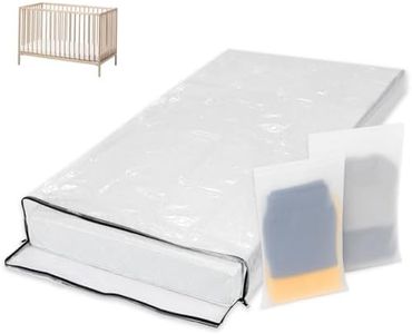 Wenses Crib Mattress Storage Bag with Zipper, 5 Mil Clear Plastic Cover for Moving, Includes Accessory Bags