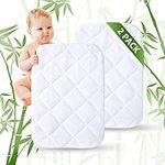 2 Pack Waterproof Quilted Crib Mattress Protector, Soft Breathable Organic Bamboo ViscoseToddler Mattress Pad, Vinyl Free Fitted Baby Mattress Cover