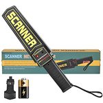 RANSENERS Handheld Metal Detector Super Scanner, Battery Powered,Security Wand Safety Bars, Portable Adjustable Strong Sensitivity Sound & Vibration Alerts, Detects Weapons Screw (with Light, Black)