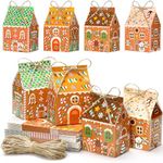 Zhanmai 48 Pcs Christmas Treat Boxes Candy Gingerbread House Mini Christmas Party Favor Box Small Paperboard Christmas Gift Boxes for Xmas Holiday Party Treat Cookie Goodie Snack Gift Packaging