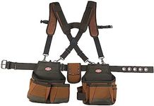 Bucket Boss - Airlift Tool Belt with Suspenders, Tool Belts - Original Series (50100) with 12 Pockets, Brown, 52 Inch