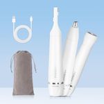 HEBECA Nose Hair Trimmer for Women, 3in1 Electric Eyebrow Trimmer Waterproof Facial Hair Removal Rechargeable Hair Shaver Razor for Nose Ear Eyebrow Peach-Fuzz Lips Chin (White)
