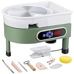 Dexcip 9.7" Electric Pottery Wheel, with LCD Touch Screen, Detachable Basin, Foot Pedal,350W Ceramic Forming Wheel with Pottery Kits for Art Craft Enthusiasts, Ideal for Adults and Beginners