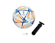 SMT Qatar World Cup Football With Pump |Size 5 For Outdoor Football - Size: 5 (Pack Of 1) (Qatar Wc) white