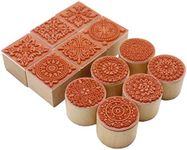 12Pcs Wooden Stamps Set,Round and S