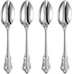 KEAWELL Luxury 7" Tea Spoon, Set of 4, 18/10 Stainless Steel, Sturdy Dessert Spoon, Gorgeous Design with Exceptional Mirror Polished Finish (Silver)