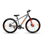 VECTOR 91 Men'S Defeatr 29T Single Speed Steel Frame 17 In , Mountain Bike Bicycle (Grey & Orange, Ideal For: 12+ Years, Brake: Disc), Front