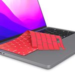 Kuzy Premium MacBook Pro 14 inch Keyboard Cover - MacBook Pro Keyboard Cover Skin 14 16 inch 2023 2022 M3 M2 M1 A2779 A2442 A2780 A2485 - MacBook Air 15 inch Keyboard Cover 13 A2941 A2681, Red