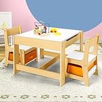 Oikiture Kids Table and Chairs Wood