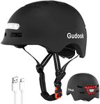 Gudook Adult Bike Helmet with Light - Bicycle Helmets Men - Women - Front and Back LED Lights Adjustable Cycling Helmet for Urban Commuter Biking Scooter