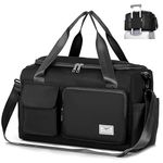 FIORETTO for Ryanair Airlines Cabin Bags 40x20x25 Underseat Travel Hand Luggage Carry on Bag Weekend Overnight Duffle Holdall Bag for Women and Men with Shoulder Strap Black