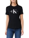 Calvin Klein Jeans Women's Core Monogram Regular Tee T Shirt, Ck Black, M UK