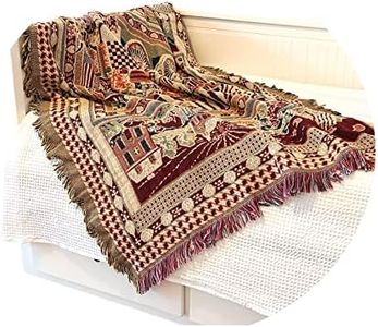 Decorative Thick Throw Blanket Home Textile, Ins Style Cotton Knit Reversible Jacquard Fabric with Tassels for Bed Covers Picnic Rocking Chair Sofa Travel Camping Shawl Rug, 51 x 71 Inches, 2.6 Lbs