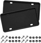 Car License Plate Frame, 2 PCS Anti-Theft Universal Silicone License Plate Frame for Cars, SUVs, Vehicles, Rustproof License Plate Frame, Auto Accessories for Men & Women (Black)