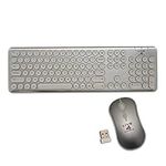 Live4Gadgets Rechargeable Wireless Keyboard and Mouse Combo, Ultra Slim Full Size 2.4G Ergonomic Wireless Keyboard & Quiet Mouse Set with Round Keys for Windows System (Silver)