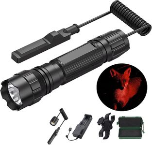 VASTFIRE Mini Hunting Red Light Flashlight with Remote Pressure Switch & Scope Adjustable Focus Rail Mount LED 250 Yard Torch Flashlight Coyote Hog Pig Predator Light
